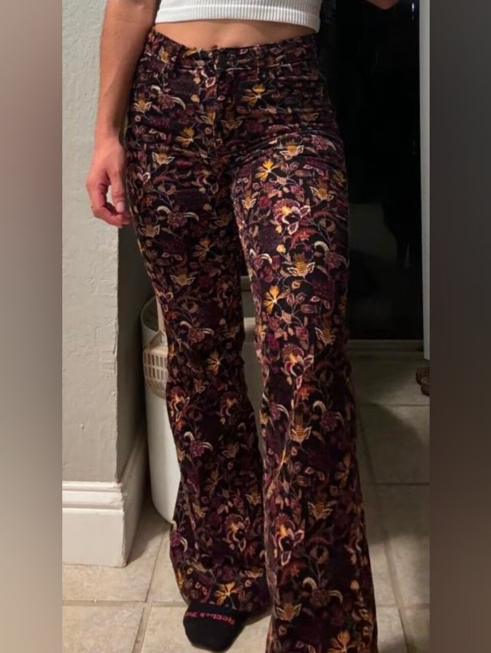 Wrangler Fierce Flare Corduroy Pants in Midnight Floral